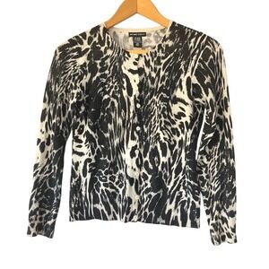 Y2K Animal Print Button down Cardigan Sweater size XS inspo Aria Montgomery